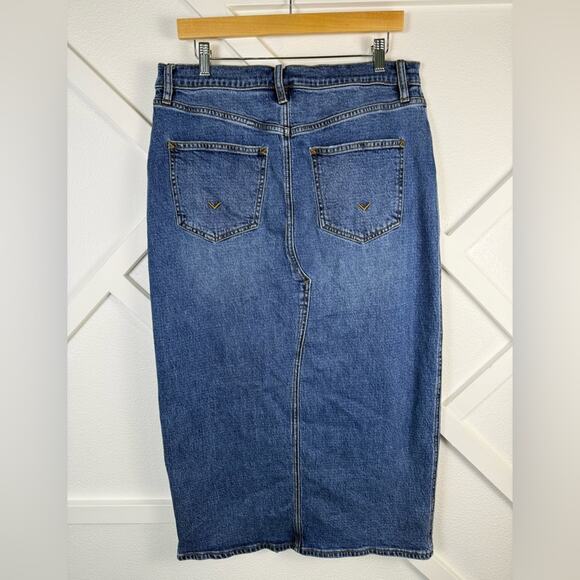 Hudson Jeans Reconstructed Denim Midi Skirt In Zion Wash Size 32 - Picture 5 of 10